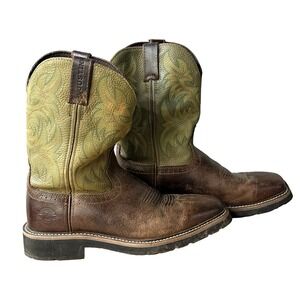Justin Work Boots Mens 10‎ D Square Steel Toe Brown Boots Style WK4687